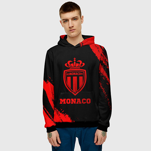 Мужская толстовка Monaco - red gradient / 3D-Черный – фото 3