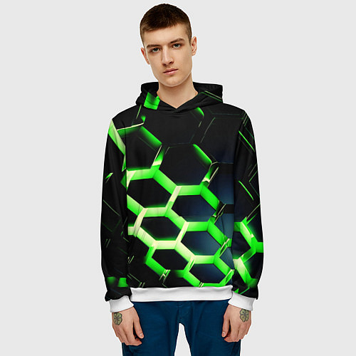 Мужская толстовка Neon Honeycombs / 3D-Белый – фото 3