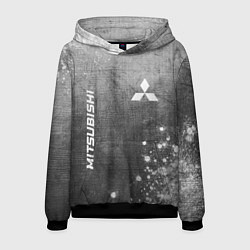 Толстовка-худи мужская Mitsubishi - grey gradient вертикально, цвет: 3D-черный