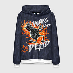 Толстовка-худи мужская Панк рок с Бендером из Футурамы на металле, цвет: 3D-белый