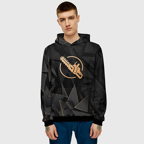 Мужская толстовка Chainsaw Man golden poly / 3D-Черный – фото 3