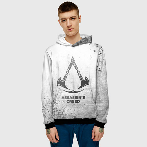 Мужская толстовка Assassins Creed - white gradient / 3D-Черный – фото 3