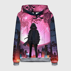 Толстовка-худи мужская Аниме и розовая луна, цвет: 3D-меланж
