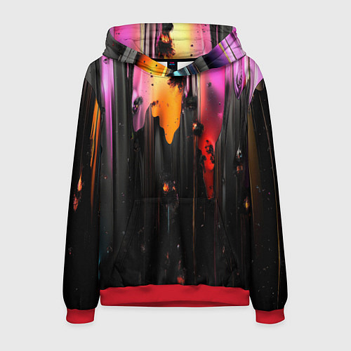 Мужская толстовка Разноцветная рельефная краска текстура / 3D-Красный – фото 1
