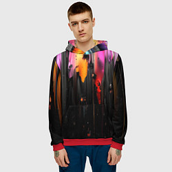 Толстовка-худи мужская Разноцветная рельефная краска текстура, цвет: 3D-красный — фото 2