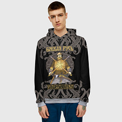 Толстовка-худи мужская Боевая Русь русский богатырь, цвет: 3D-меланж — фото 2
