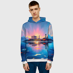 Толстовка-худи мужская Античный островок, цвет: 3D-белый — фото 2