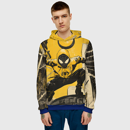 Мужская толстовка Черный человек-паук / 3D-Синий – фото 3