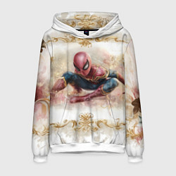 Толстовка-худи мужская Человек - паук розы и узоры, цвет: 3D-белый