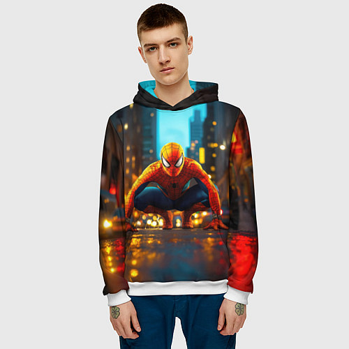 Мужская толстовка Человек паук на старте / 3D-Белый – фото 3