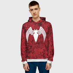 Толстовка-худи мужская Знак венома на красном, цвет: 3D-белый — фото 2