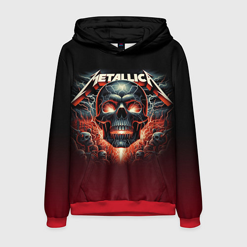 Мужская толстовка Metallica - fire skull / 3D-Красный – фото 1