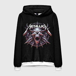 Толстовка-худи мужская Metallica - cool skull with horns, цвет: 3D-белый