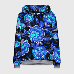 Толстовка-худи мужская Хохлома негатив, цвет: 3D-меланж