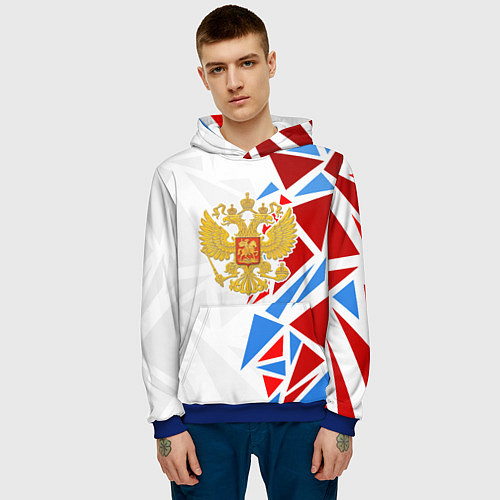 Мужская толстовка Герб России - фрагментация цветов / 3D-Синий – фото 3