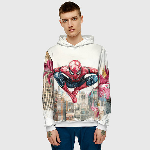 Мужская толстовка Человек паук паркур / 3D-Белый – фото 3