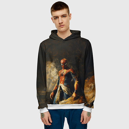 Мужская толстовка Spider man poster / 3D-Белый – фото 3