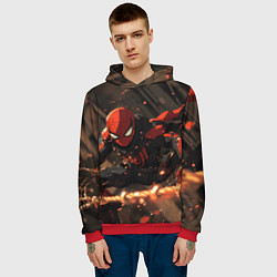 Толстовка-худи мужская Человек паук скользит, цвет: 3D-красный — фото 2