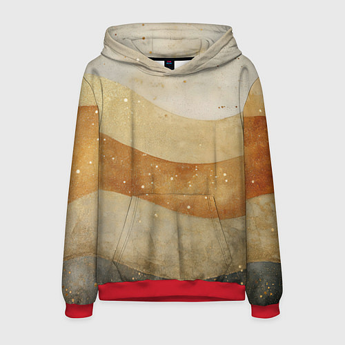 Мужская толстовка Бежево-золотые полосы с блестками / 3D-Красный – фото 1
