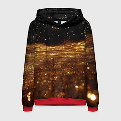 Толстовка-худи мужская Золотистые крупицы на черном, цвет: 3D-красный