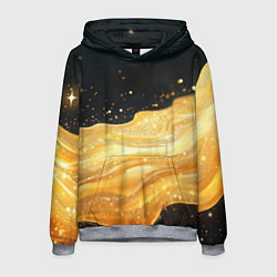 Толстовка-худи мужская Золотистая материя на черном фоне, цвет: 3D-меланж