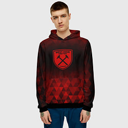 Толстовка-худи мужская West Ham red poly, цвет: 3D-черный — фото 2