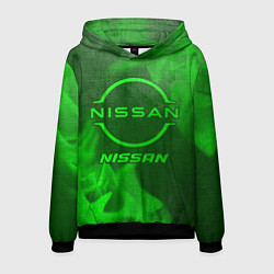 Толстовка-худи мужская Nissan - green gradient, цвет: 3D-черный