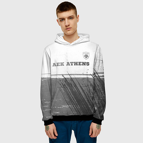 Мужская толстовка AEK Athens - white gradient посередине / 3D-Черный – фото 3