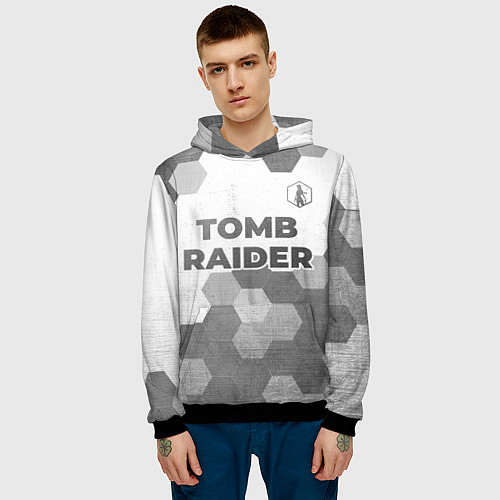 Мужская толстовка Tomb Raider - white gradient посередине / 3D-Черный – фото 3