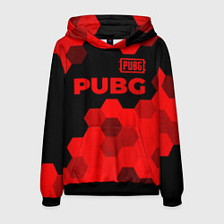 Толстовка-худи мужская PUBG - red gradient посередине, цвет: 3D-черный