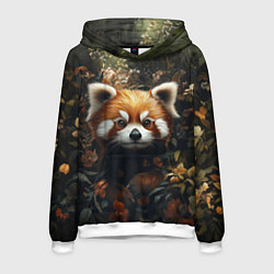 Толстовка-худи мужская Красная панда в лесной чаще, цвет: 3D-белый