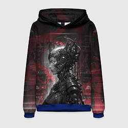 Толстовка-худи мужская Футуристичная кибернетическая жница, цвет: 3D-синий