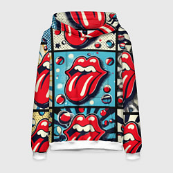 Толстовка-худи мужская Rolling Stones logo - pop art, цвет: 3D-белый