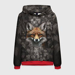 Толстовка-худи мужская Внимательный лис, цвет: 3D-красный