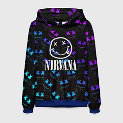 Толстовка-худи мужская Nirvana x marshmello neon, цвет: 3D-синий