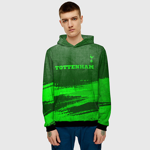 Мужская толстовка Tottenham - green gradient посередине / 3D-Черный – фото 3