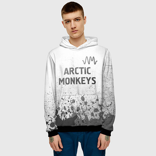 Мужская толстовка Arctic Monkeys - white gradient посередине / 3D-Черный – фото 3