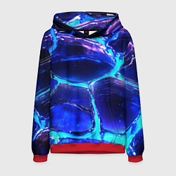 Толстовка-худи мужская Объемные плиты в неоновом свечение, цвет: 3D-красный