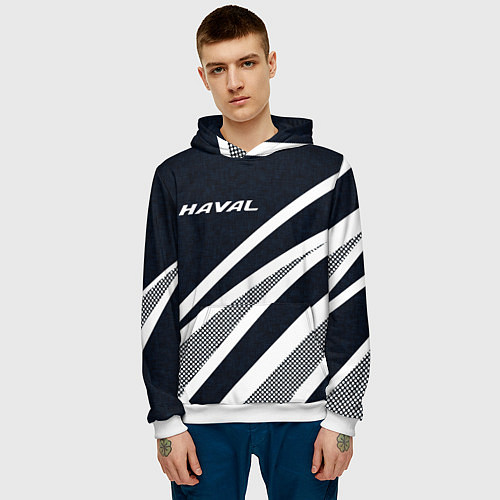 Мужская толстовка Haval тёмно-синий абстрактный / 3D-Белый – фото 3