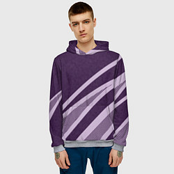 Толстовка-худи мужская Фиолетовый абстрактный с полосой, цвет: 3D-меланж — фото 2