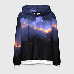Толстовка-худи мужская Молния в фиолетовом небе текстура, цвет: 3D-белый