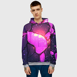 Толстовка-худи мужская Розовая текстура разлом плит, цвет: 3D-меланж — фото 2