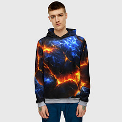 Толстовка-худи мужская Лада и лед в разломе плит, цвет: 3D-меланж — фото 2