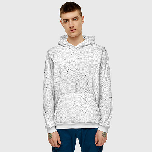 Мужская толстовка Белый с абстрактным узором / 3D-Белый – фото 3