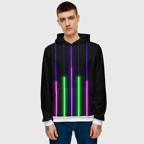 Мужская толстовка Color Purple green pink / 3D-Белый – фото 3
