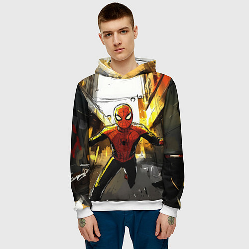 Мужская толстовка Бегущий человек - паук / 3D-Белый – фото 3