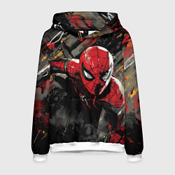 Толстовка-худи мужская Человек-паук и красная краска, цвет: 3D-белый