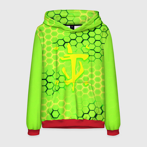 Мужская толстовка Doom кислотные соты лого / 3D-Красный – фото 1