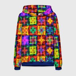 Толстовка-худи мужская Неоновое стекло абстракция, цвет: 3D-синий