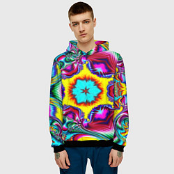 Толстовка-худи мужская Абстракция узор фракталы, цвет: 3D-черный — фото 2
